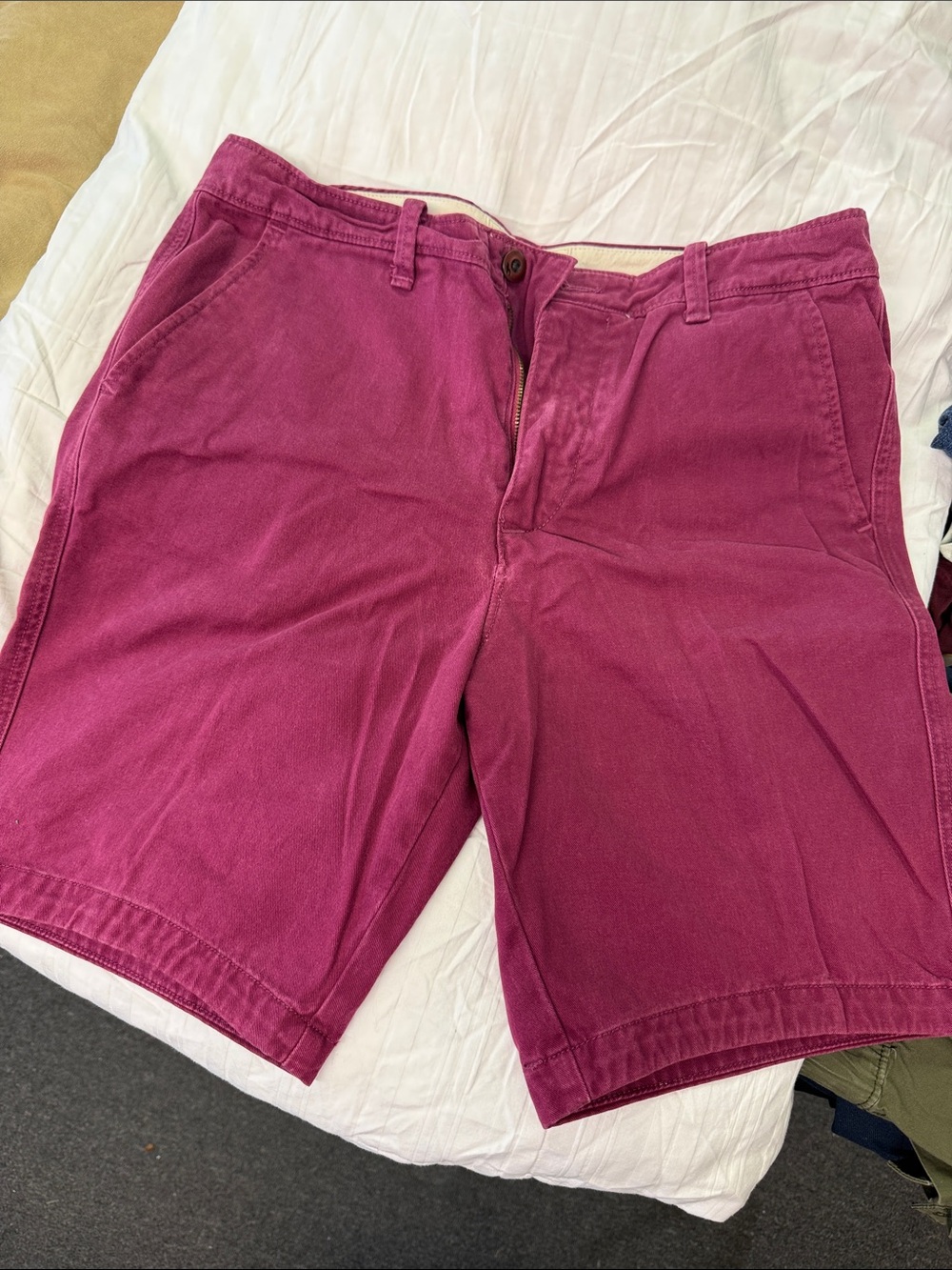 Hollister Men's Magenta Flat-Front Chino Shorts